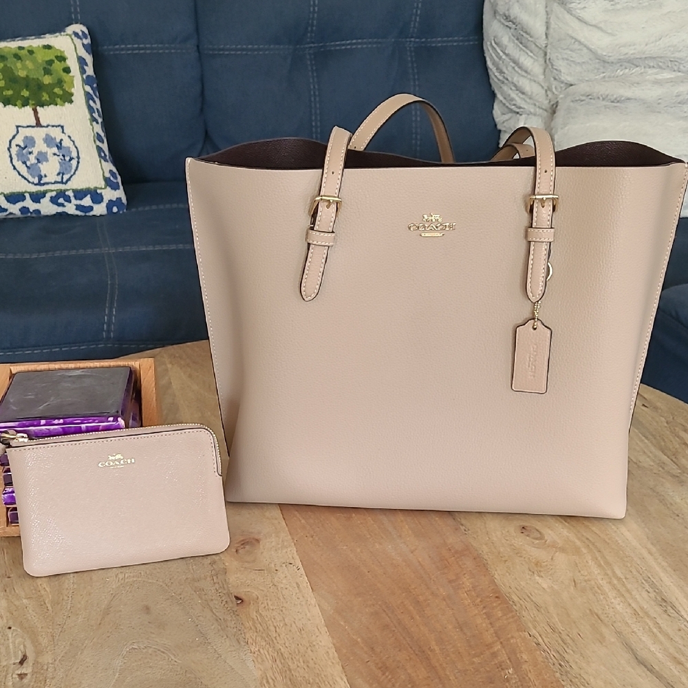 Coach Light Beige Tote and Wristlet Set